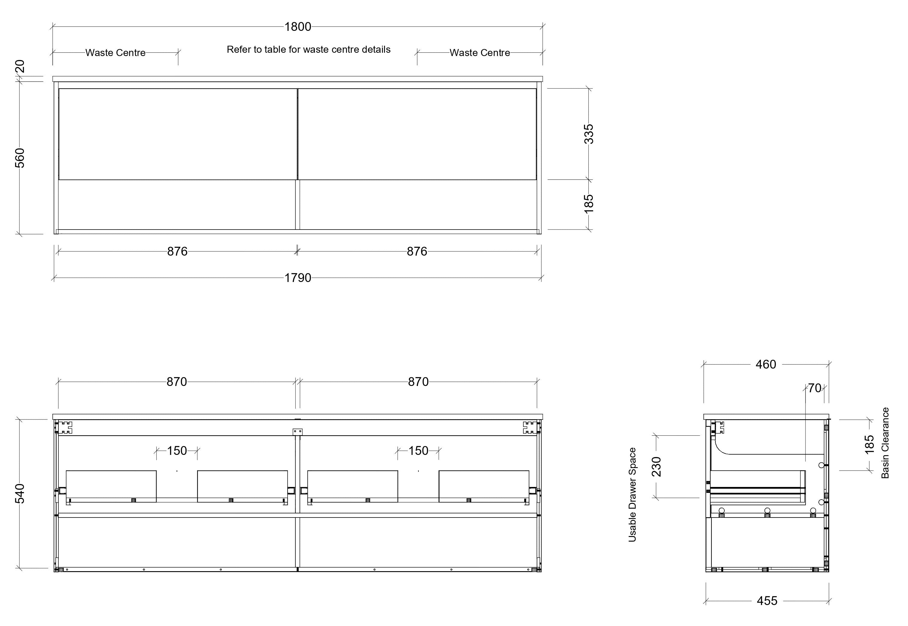 TIMBERLINE KANSAS CUSTOM WALL HUNG VANITY (ALL SIZING)