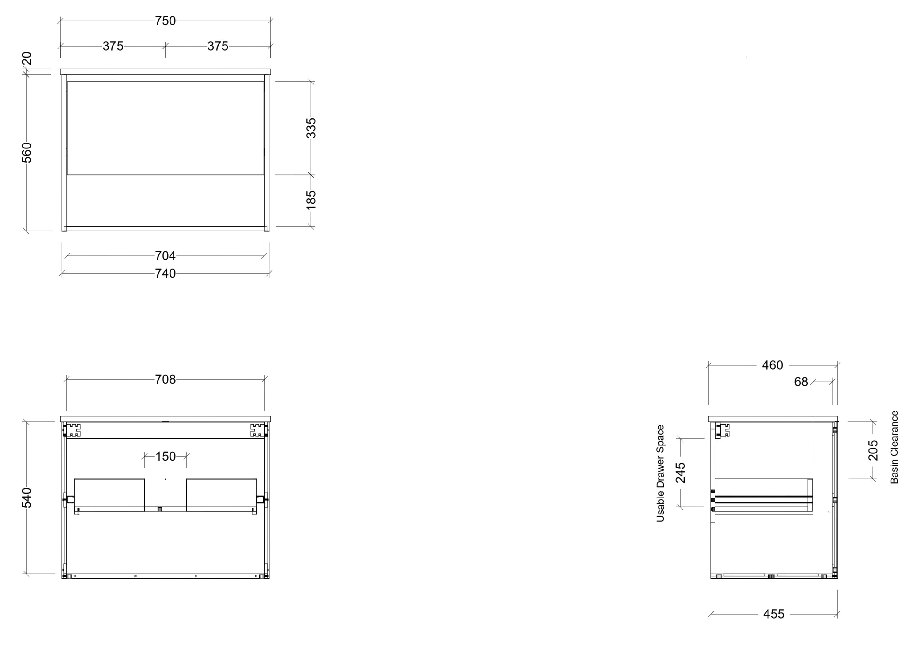 TIMBERLINE KANSAS CUSTOM WALL HUNG VANITY (ALL SIZING)