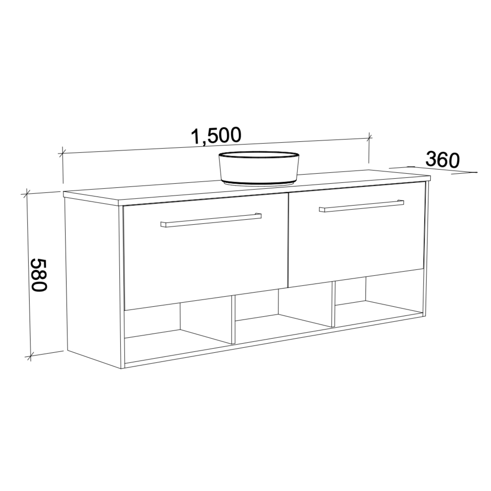 TIMBERLINE KARLIE CUSTOM WALL HUNG VANITY (ALL SIZING)