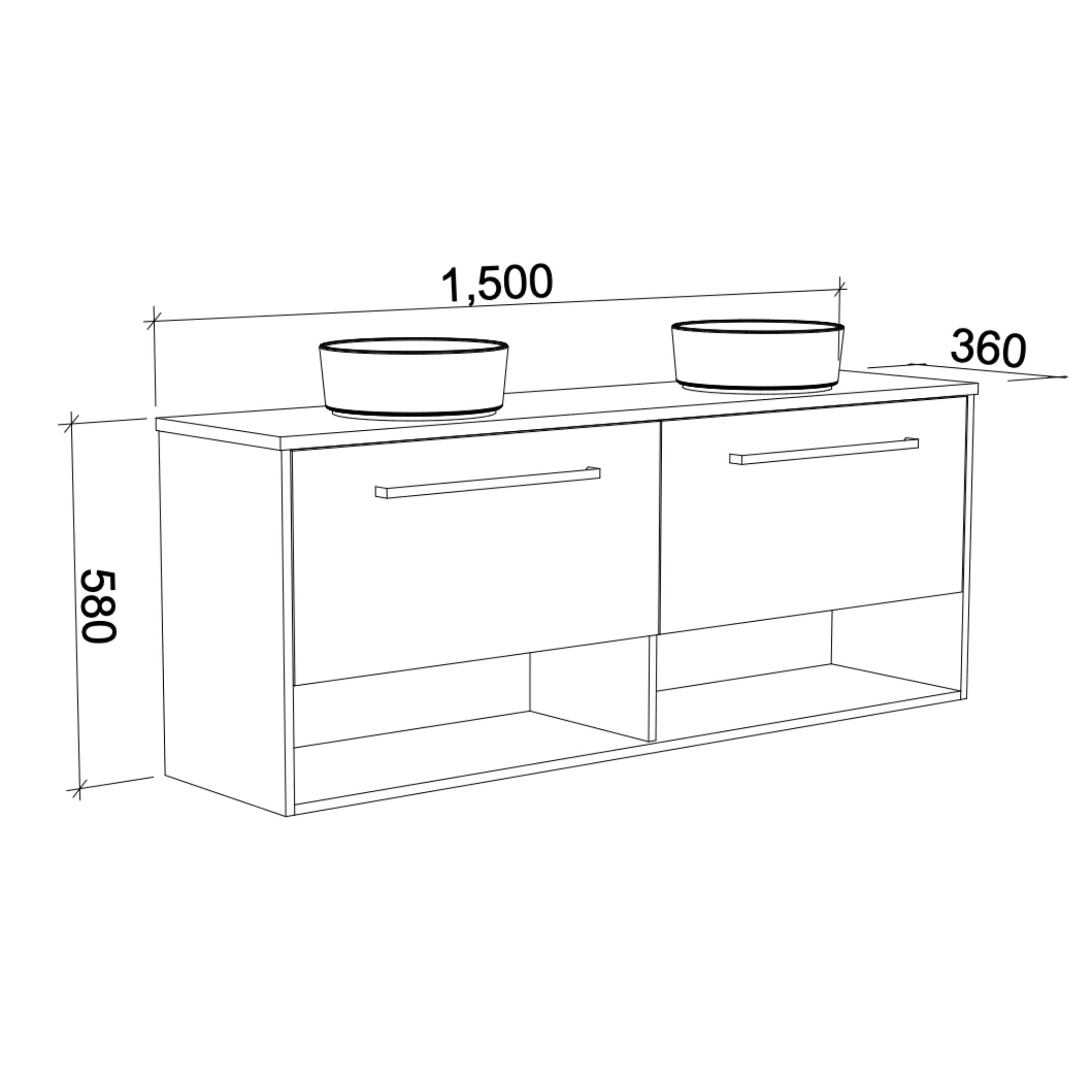 TIMBERLINE KARLIE CUSTOM WALL HUNG VANITY (ALL SIZING)