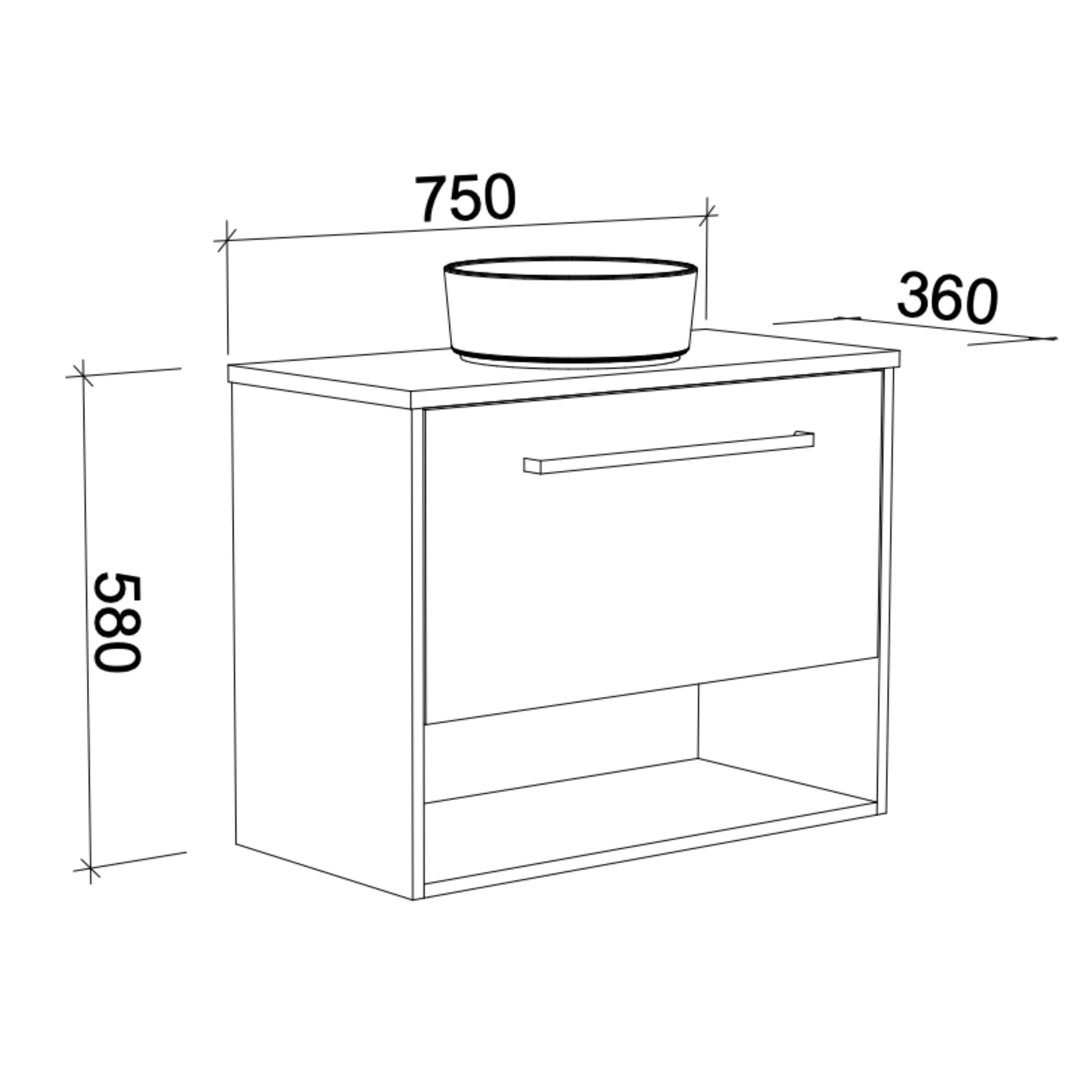 TIMBERLINE KARLIE CUSTOM WALL HUNG VANITY (ALL SIZING)