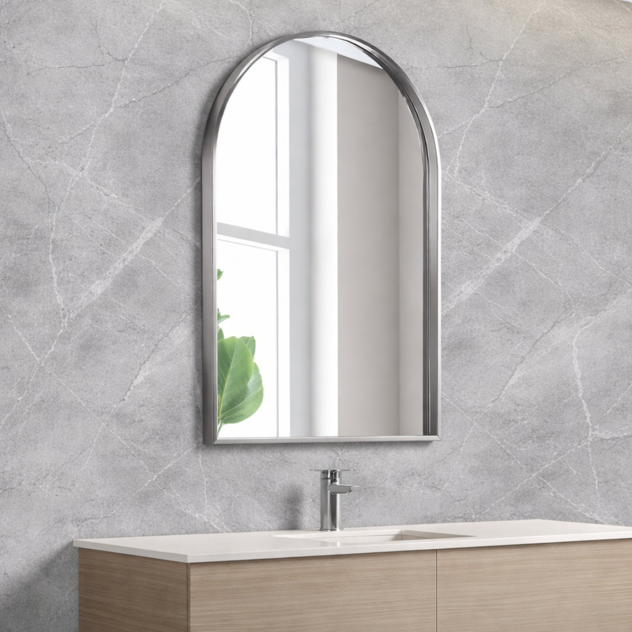 POSEIDON AURA ARCH ALUMINUM FRAMED MIRROR GUN METAL 600X900MM | Austpek ...