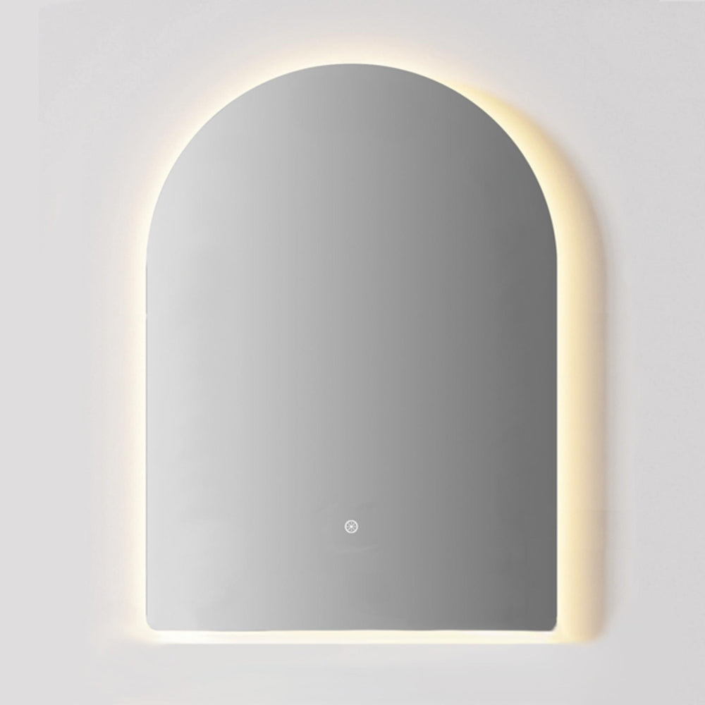 KB SIRRA ARCH FRAMELESS BACKLIT LED MIRROR WITH DEMISTER 3 COLOUR LIGHTS 450X900MM