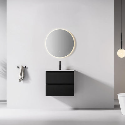 KB SIRRA ROUND FRAMELESS BACKLIT LED MIRROR WITH DEMISTER 3 COLOUR LIGHTS 600MM