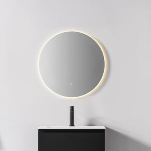 KB SIRRA ROUND FRAMELESS BACKLIT LED MIRROR WITH DEMISTER 3 COLOUR LIGHTS 600MM