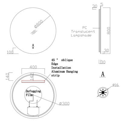 KB SIRRA ROUND FRAMELESS BACKLIT LED MIRROR WITH DEMISTER 3 COLOUR LIGHTS 800MM