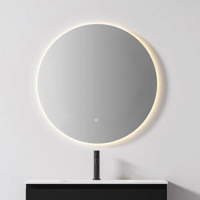 KB SIRRA ROUND FRAMELESS BACKLIT LED MIRROR WITH DEMISTER 3 COLOUR LIGHTS 800MM