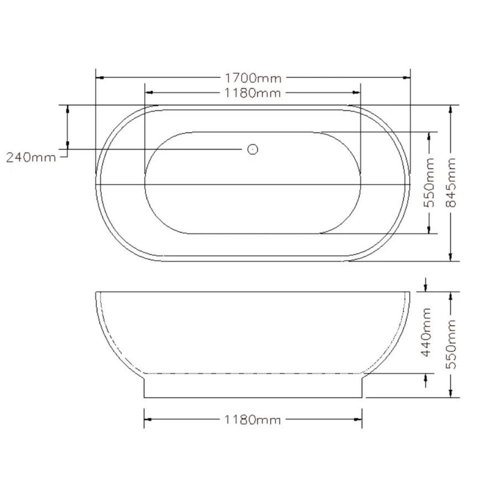 POSEIDON KOKO FREE STANDING BATHTUB GLOSS BLACK 1700MM