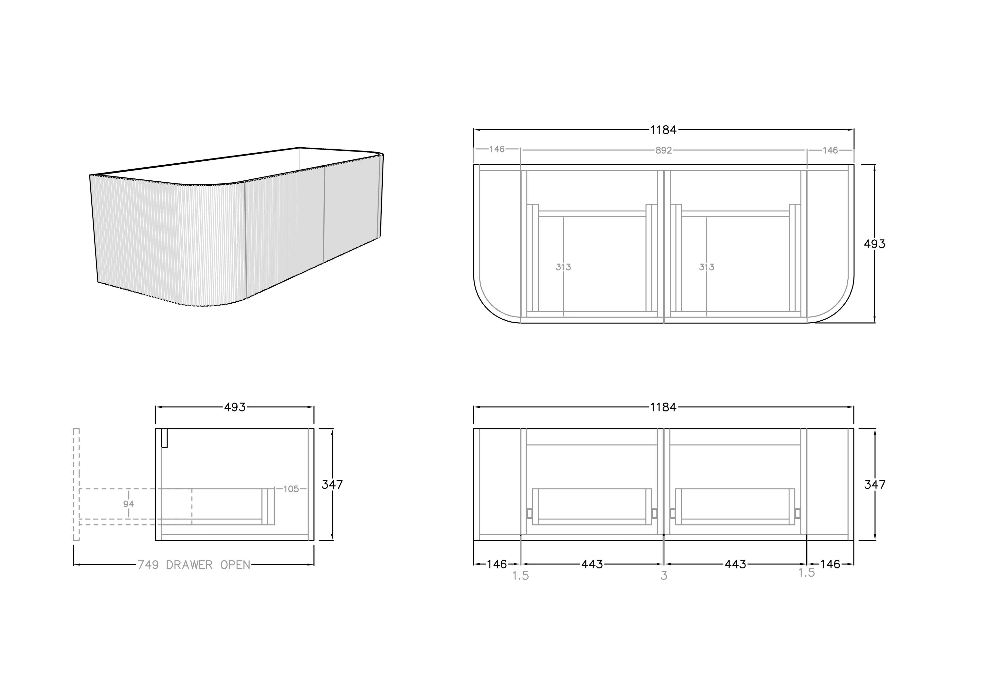 CETO BRONTE COASTAL OAK 1200MM SINGLE BOWL WALL HUNG VANITY