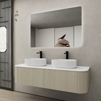 CETO BRONTE COASTAL OAK 1500MM DOUBLE BOWL WALL HUNG VANITY