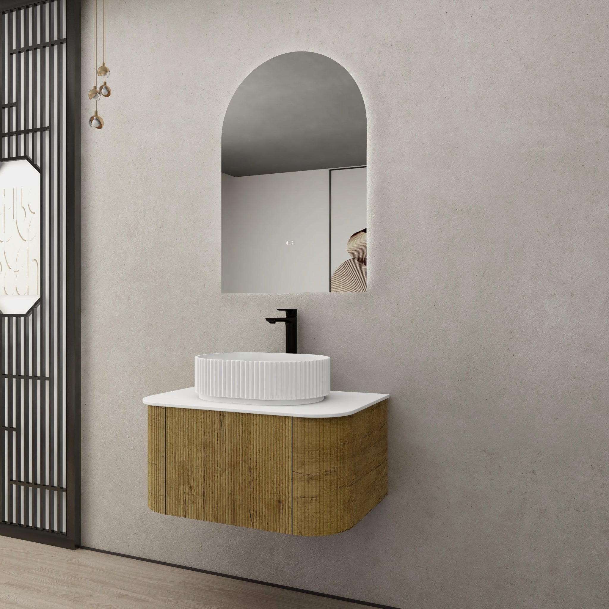 CETO BRONTE PRIME OAK 750MM SINGLE BOWL WALL HUNG VANITY