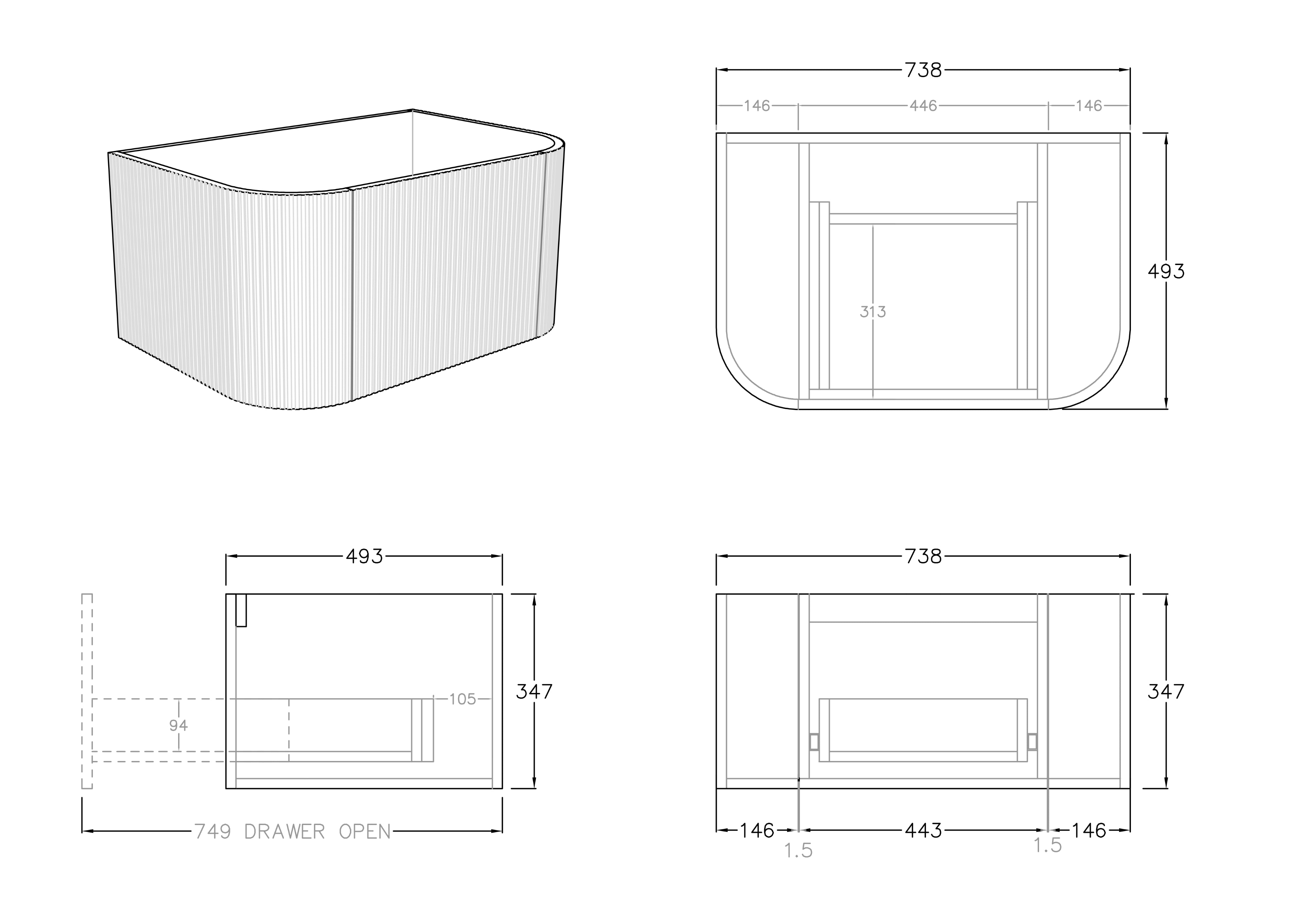 CETO BRONTE PRIME OAK 750MM SINGLE BOWL WALL HUNG VANITY