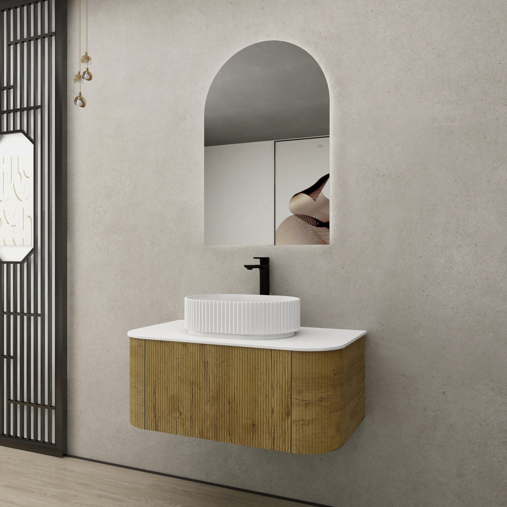 CETO BRONTE PRIME OAK 900MM SINGLE BOWL WALL HUNG VANITY