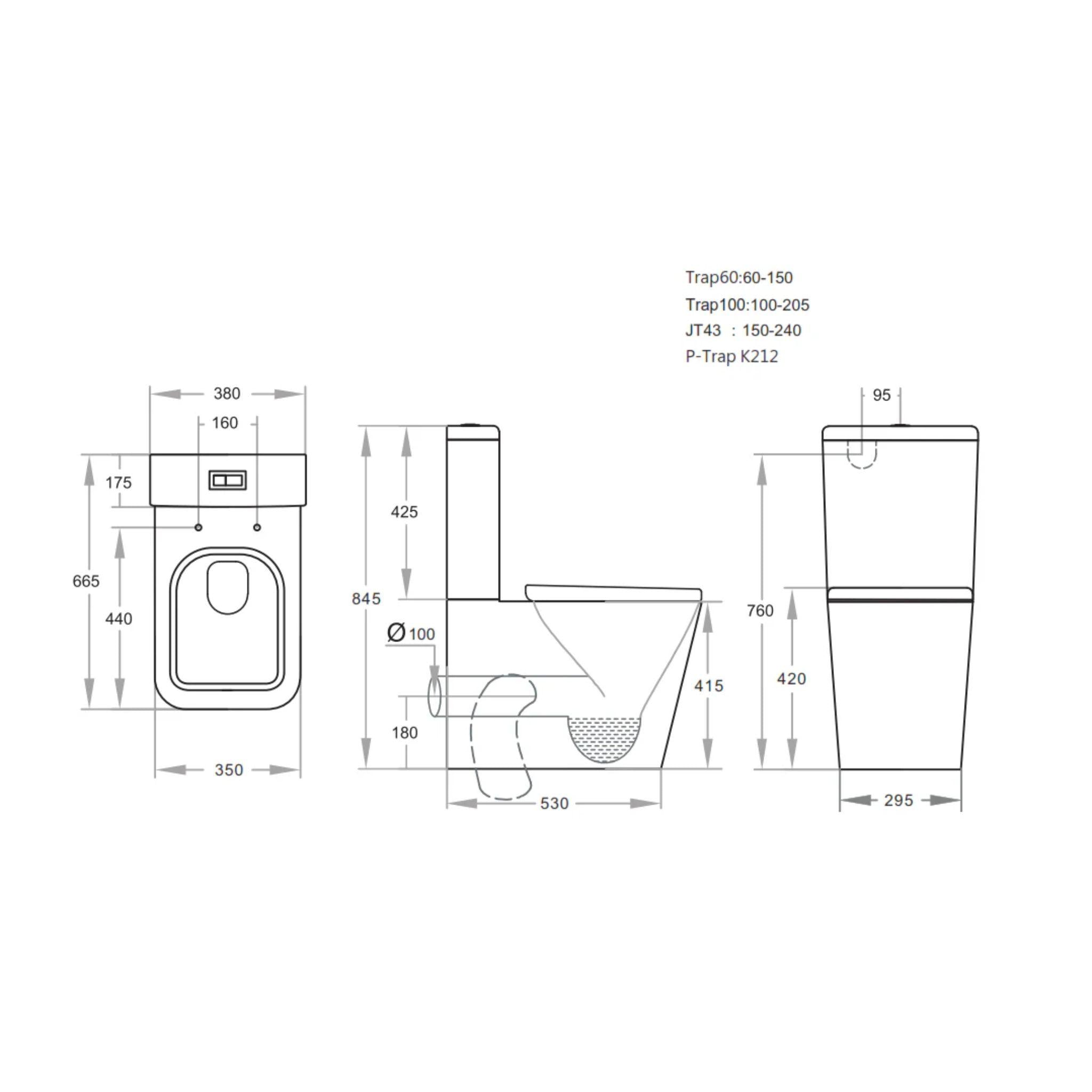 POSEIDON QUBIST BTW TOILET SUITE KDK003C-B GLOSS BLACK