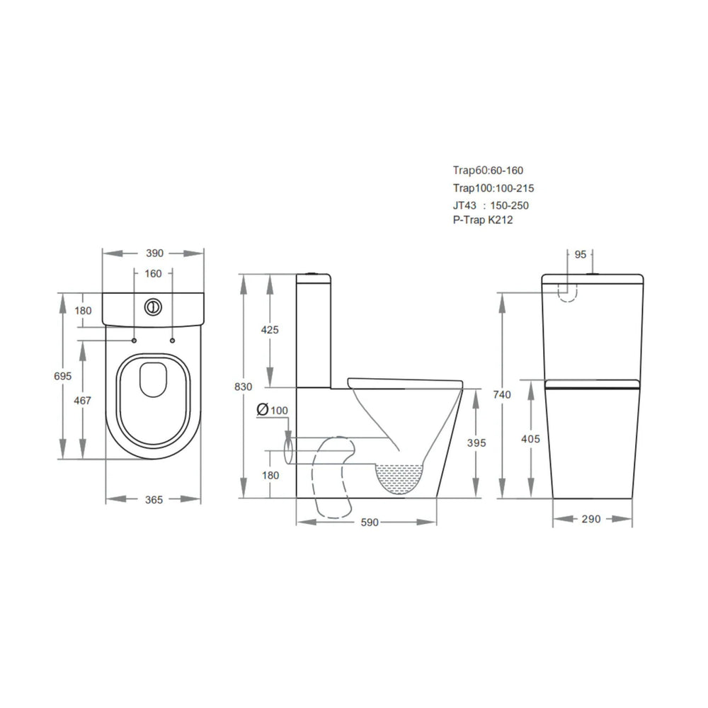 POSEIDON KASEY BACK TO WALL TOILET SUITE GLOSS BLACK