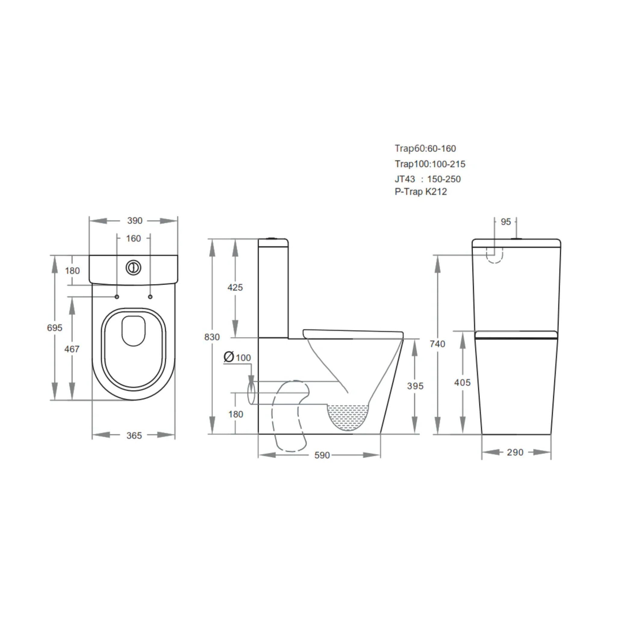 POSEIDON KASEY BACK TO WALL TOILET SUITE GLOSS BLACK