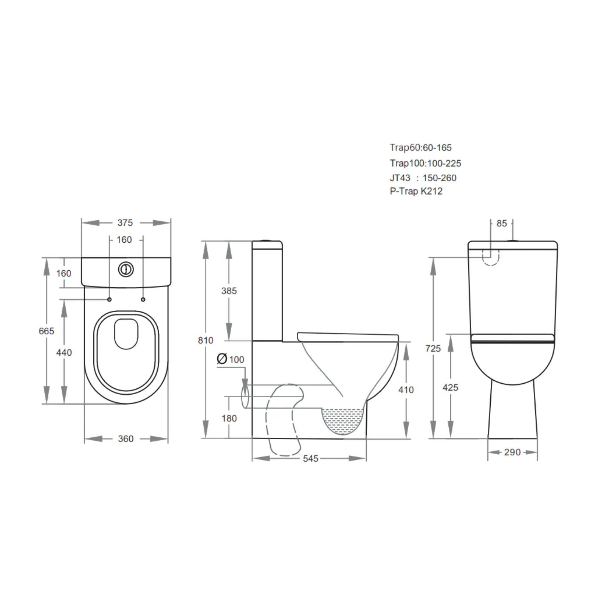 POSEIDON MERCURY BTW TOILET SUITE GLOSS WHITE