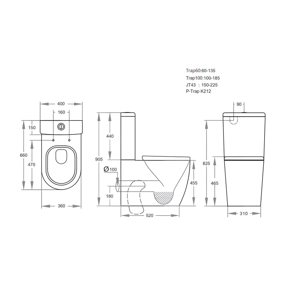 POSEIDON AMBULANT BOX RIM TOILET SUITE GLOSS WHITE