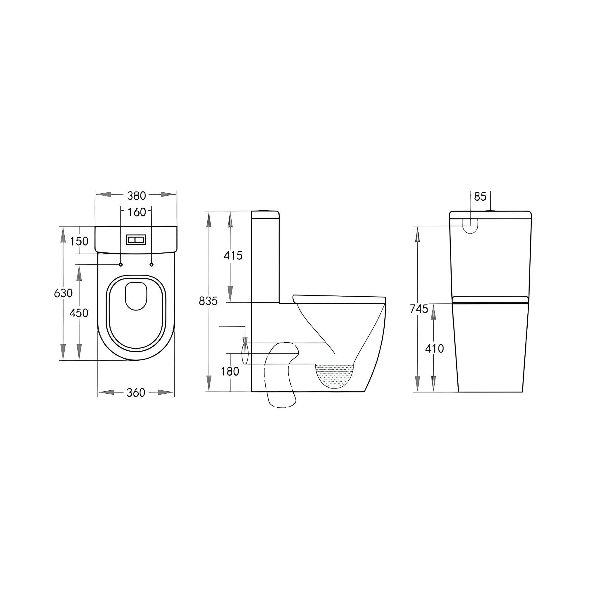 POSEIDON VEDA BTW TOILET SUITE GLOSS WHITE