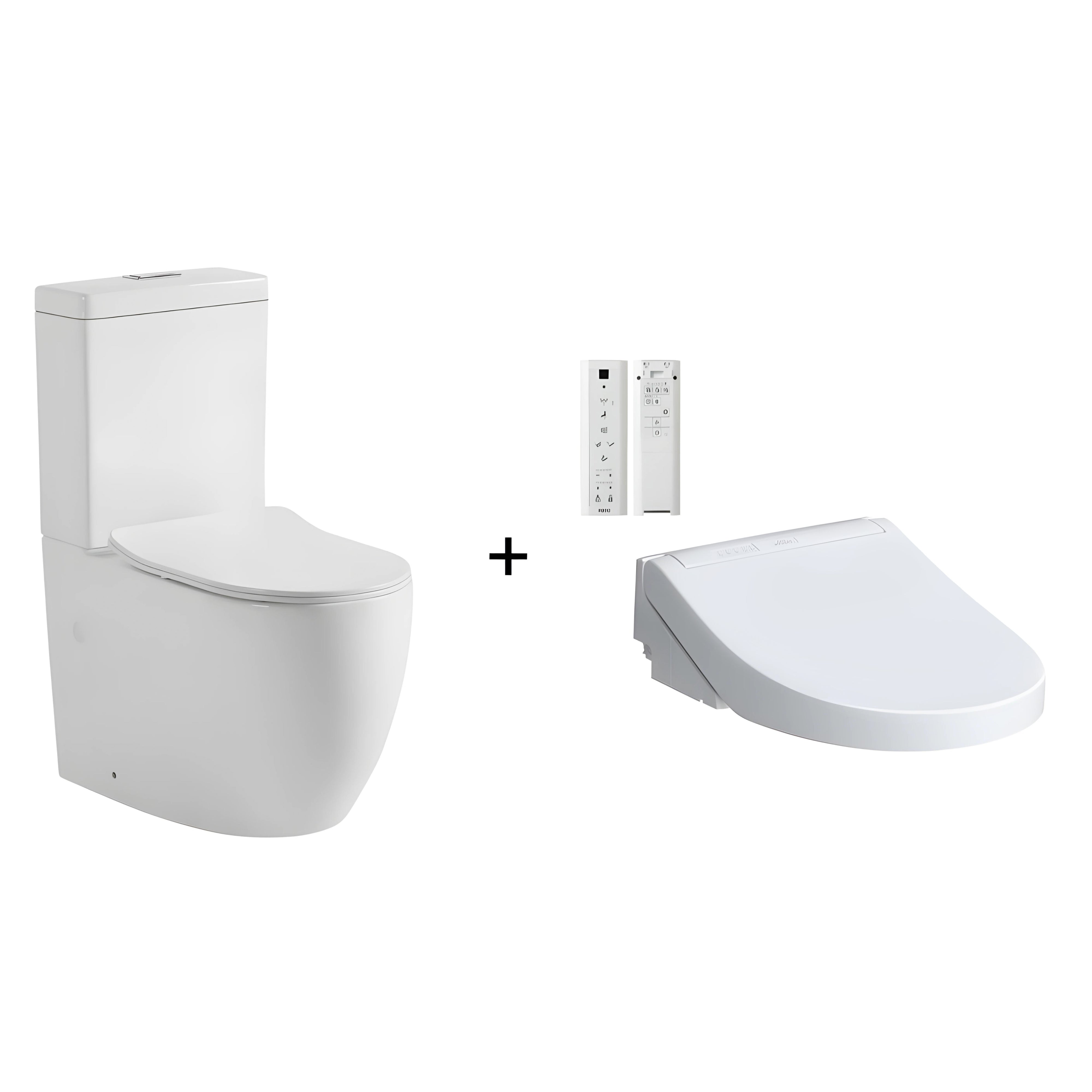 TOTO C5 WASHLET W/ REMOTE CONTROL AND VEDA BTW TOILET SUITE PACKAGE (ROUND) GLOSS WHITE