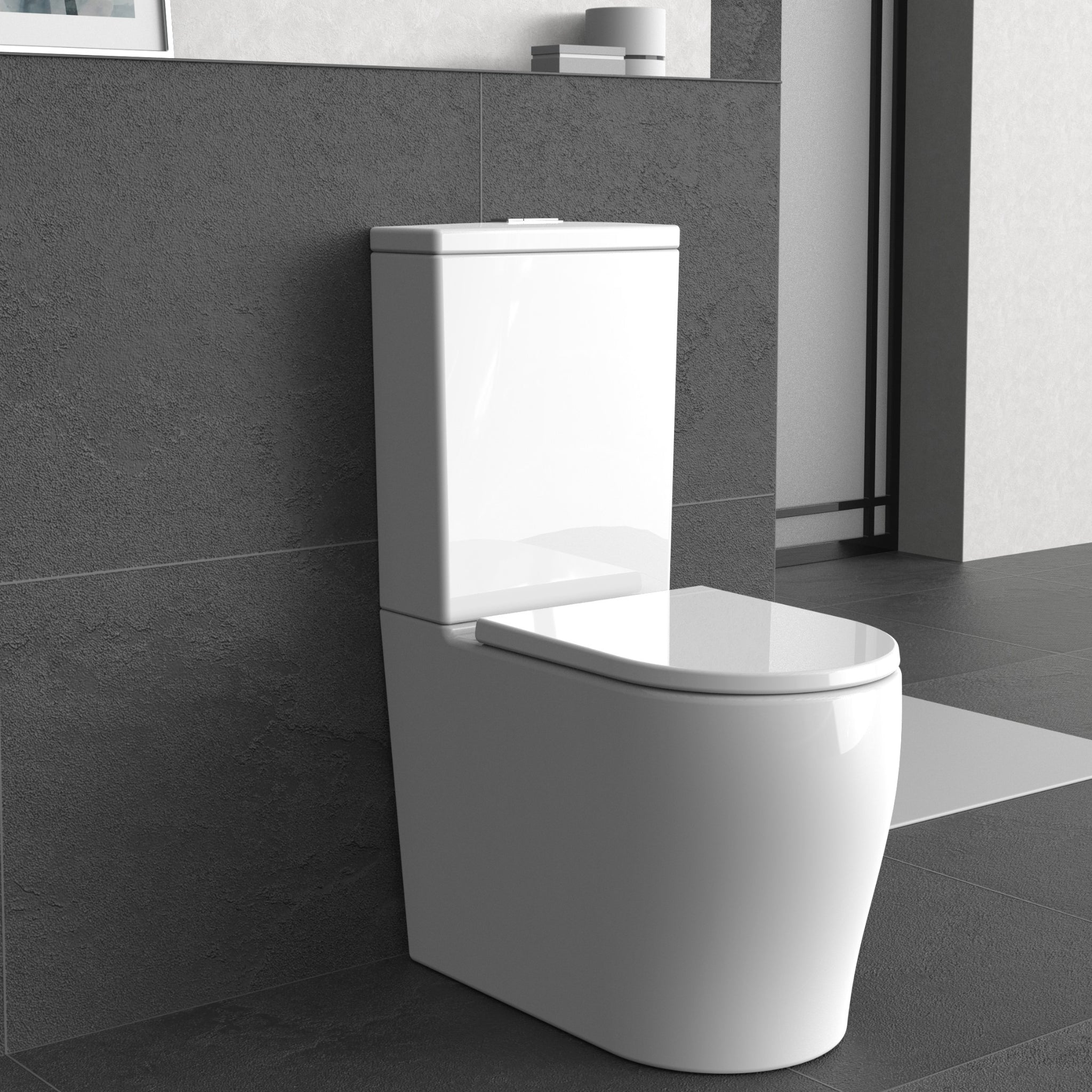 POSEIDON ZEUS RIMLESS AND TORNADO FLUSH BACK TO WALL TOILET SUITE GLOSS WHITE