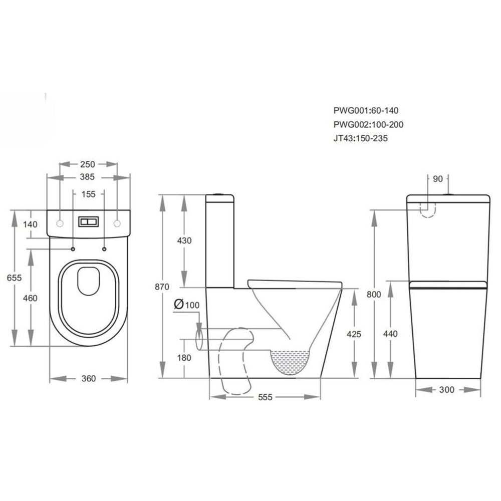 POSEIDON ALPHA RIMLESS TORNADO BACK TO WALL TOILET SUITE GLOSS WHITE
