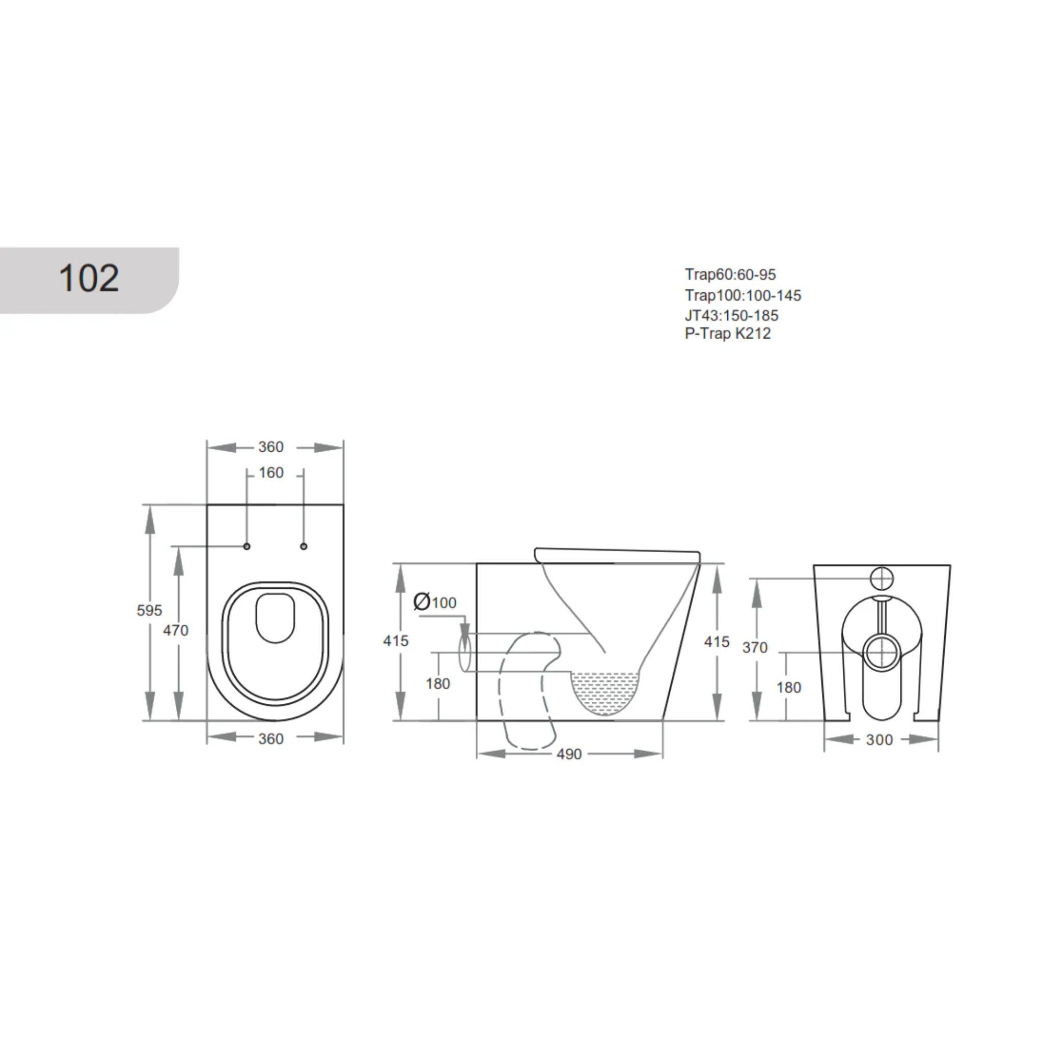 POSEIDON AVERY WALL FACED FLOOR PAN GLOSS BLACK