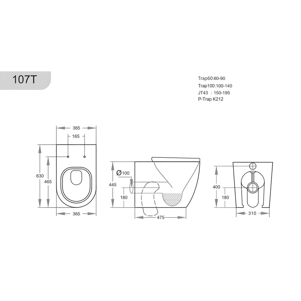 POSEIDON ELVERA TORNADO WALL FACED FLOOR PAN GLOSS WHITE