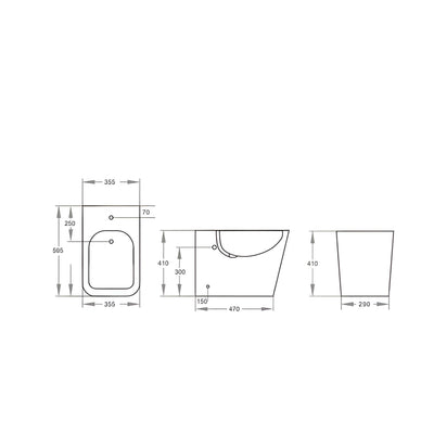 POSEIDON QUBIST BACK-TO-WALL BIDET PAN GLOSS WHITE