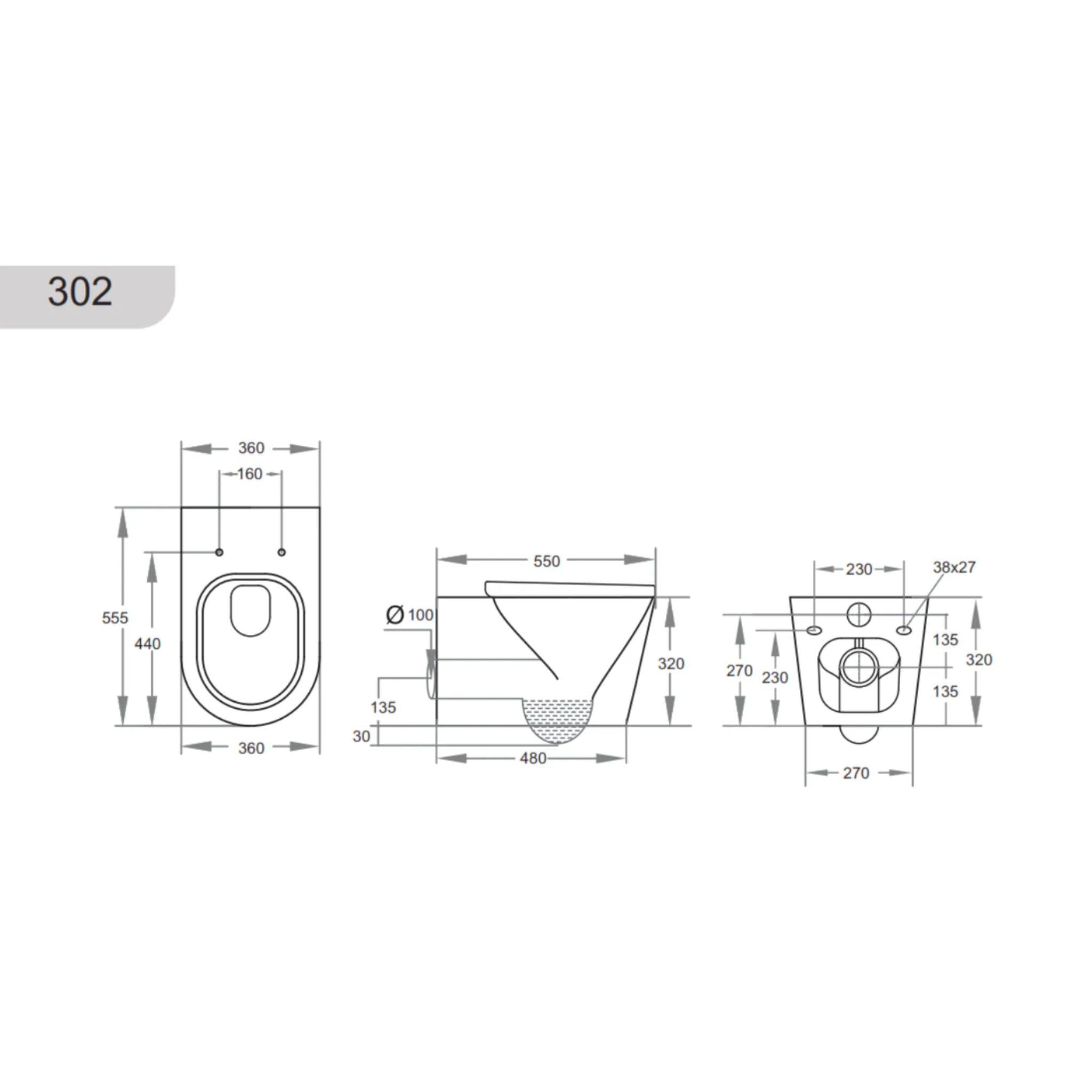 POSEIDON AVERY WALL HUNG PAN GLOSS BLACK