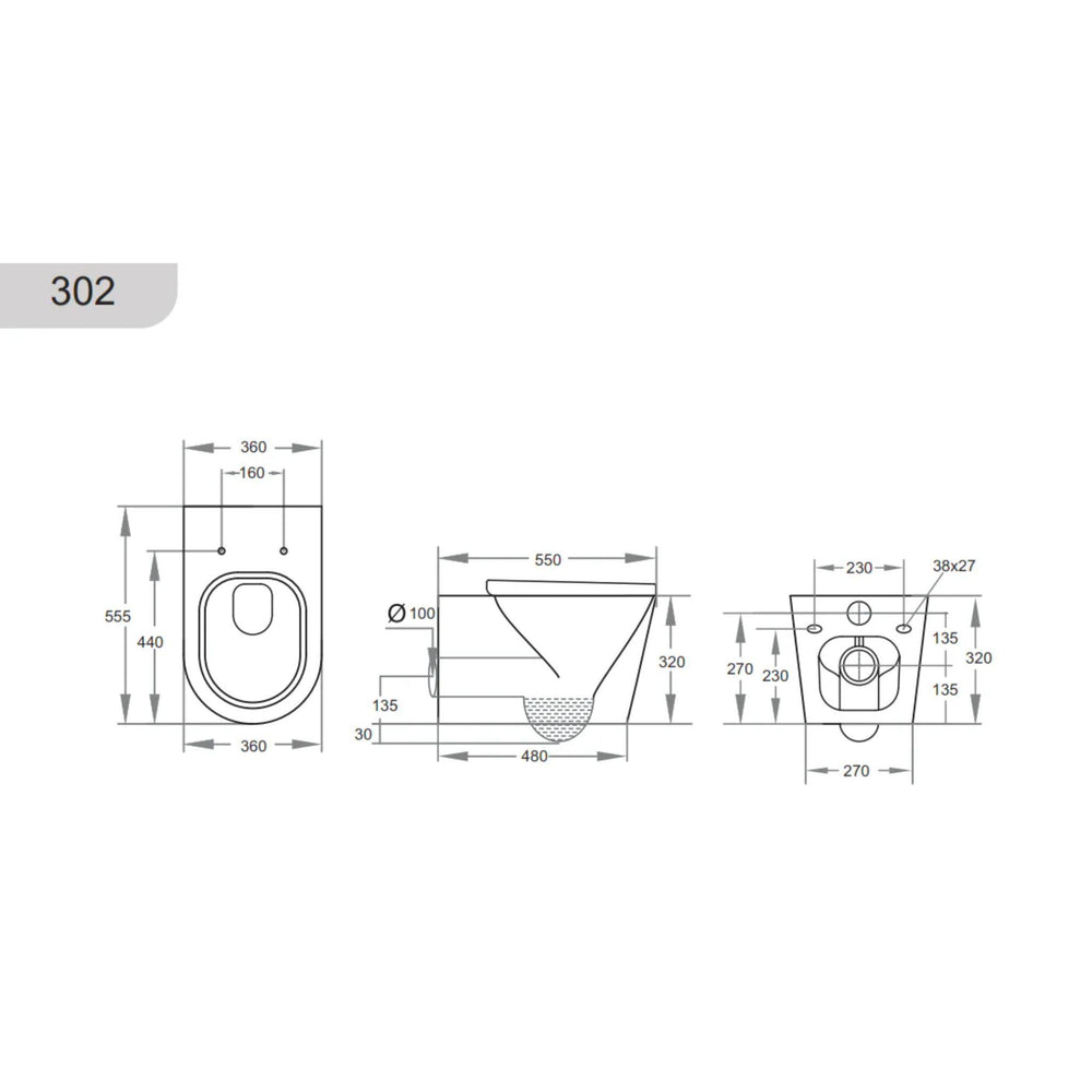 POSEIDON AVERY WALL HUNG PAN GLOSS WHITE