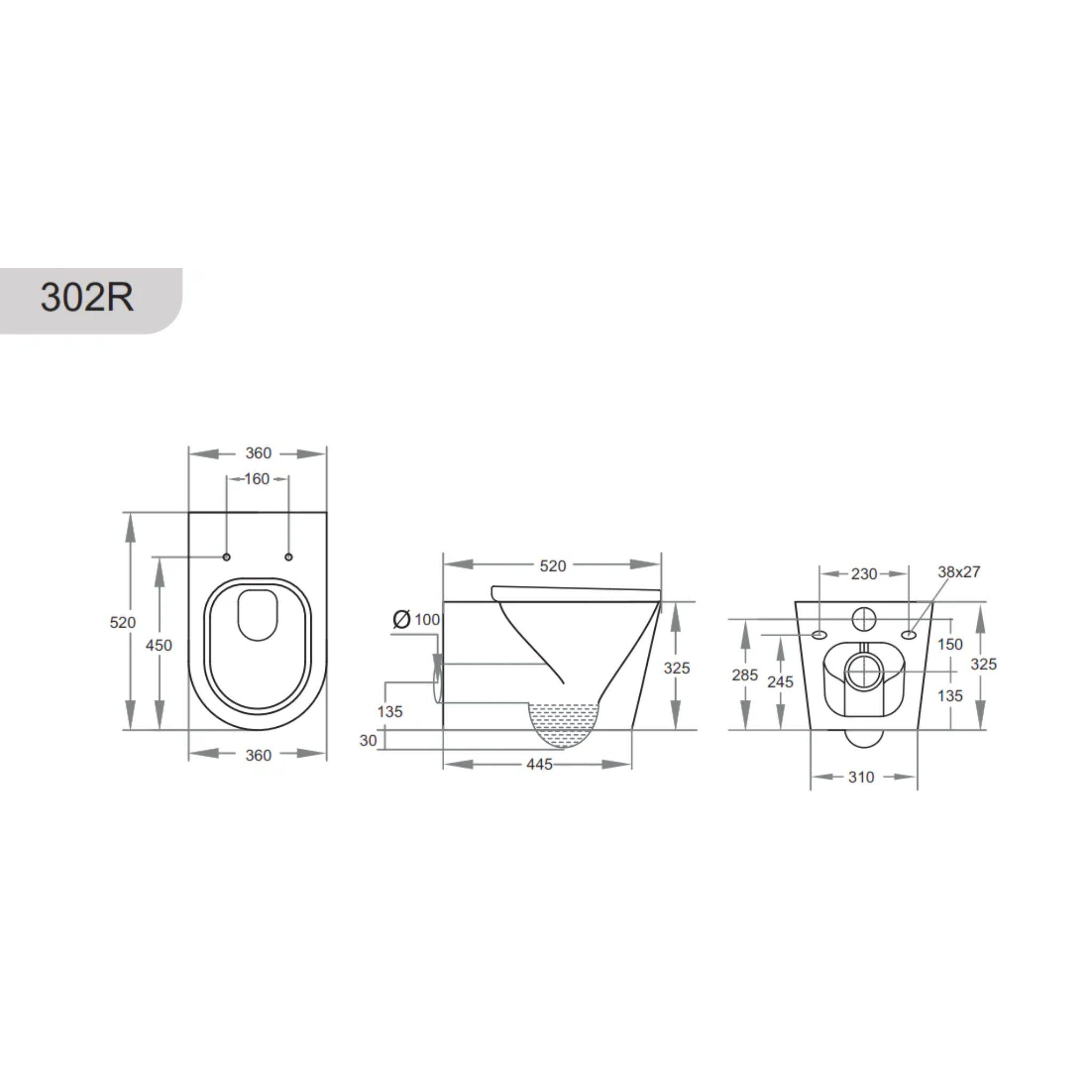 POSEIDON AVIS RIMLESS WALL HUNG PAN MATTE WHITE