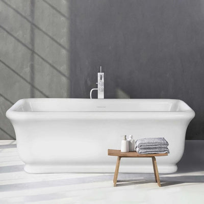 TURNER HASTINGS KIRKHAM TITANCAST SOLID SURFACE FREESTANDING BATHTUB GLOSS WHITE WITH OVERFLOW (AVAILABLE IN 1600MM & 1800MM)
