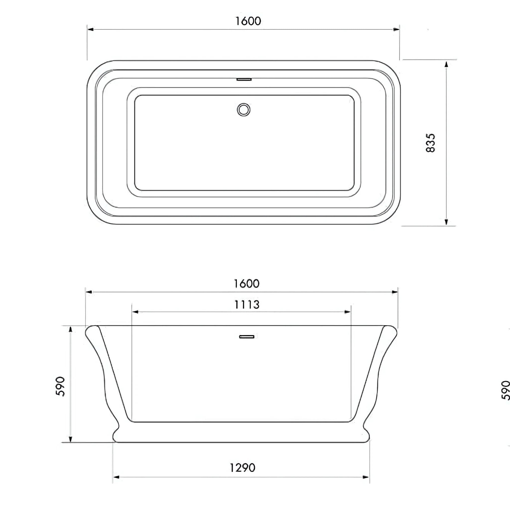 TURNER HASTINGS KIRKHAM TITANCAST SOLID SURFACE FREESTANDING BATHTUB GLOSS WHITE WITH OVERFLOW (AVAILABLE IN 1600MM & 1800MM)