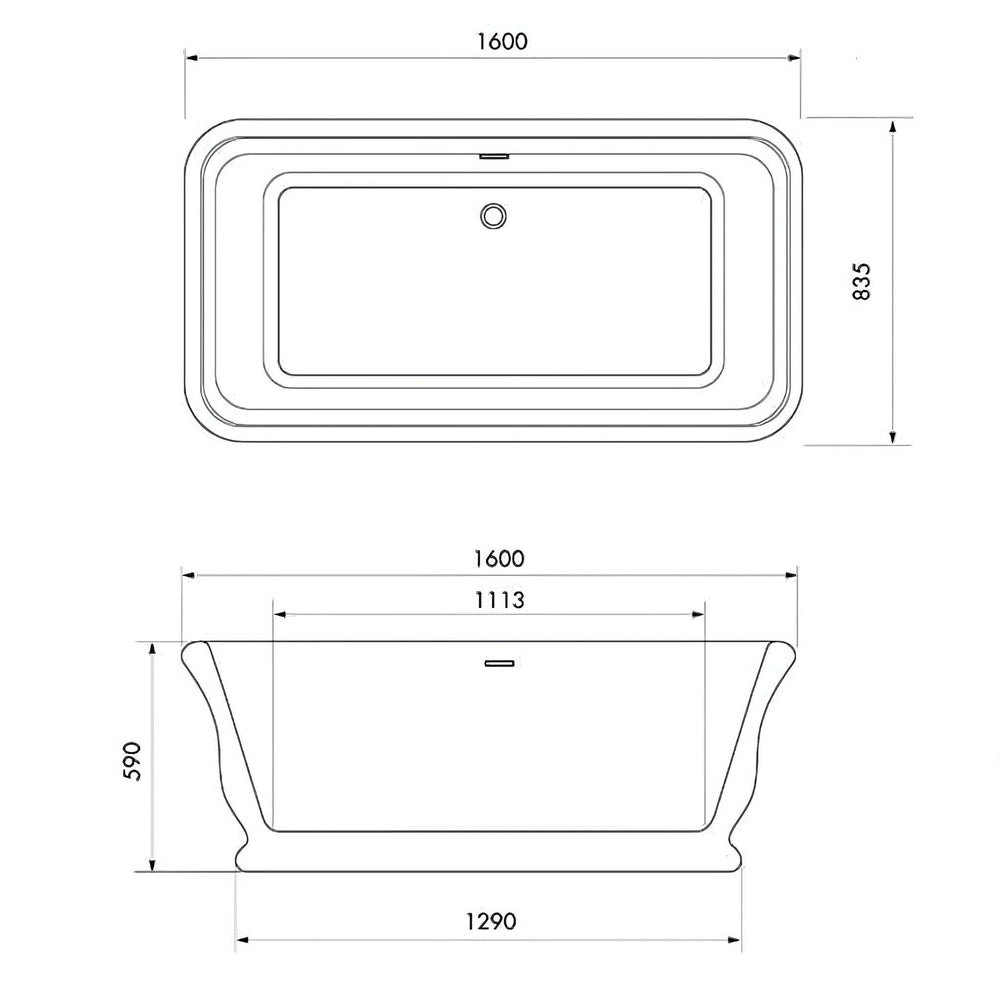 TURNER HASTINGS KIRKHAM TITANCAST SOLID SURFACE FREESTANDING BATHTUB SATIN SILK WHITE WITH OVERFLOW (AVAILABLE IN 1600MM & 1800MM)