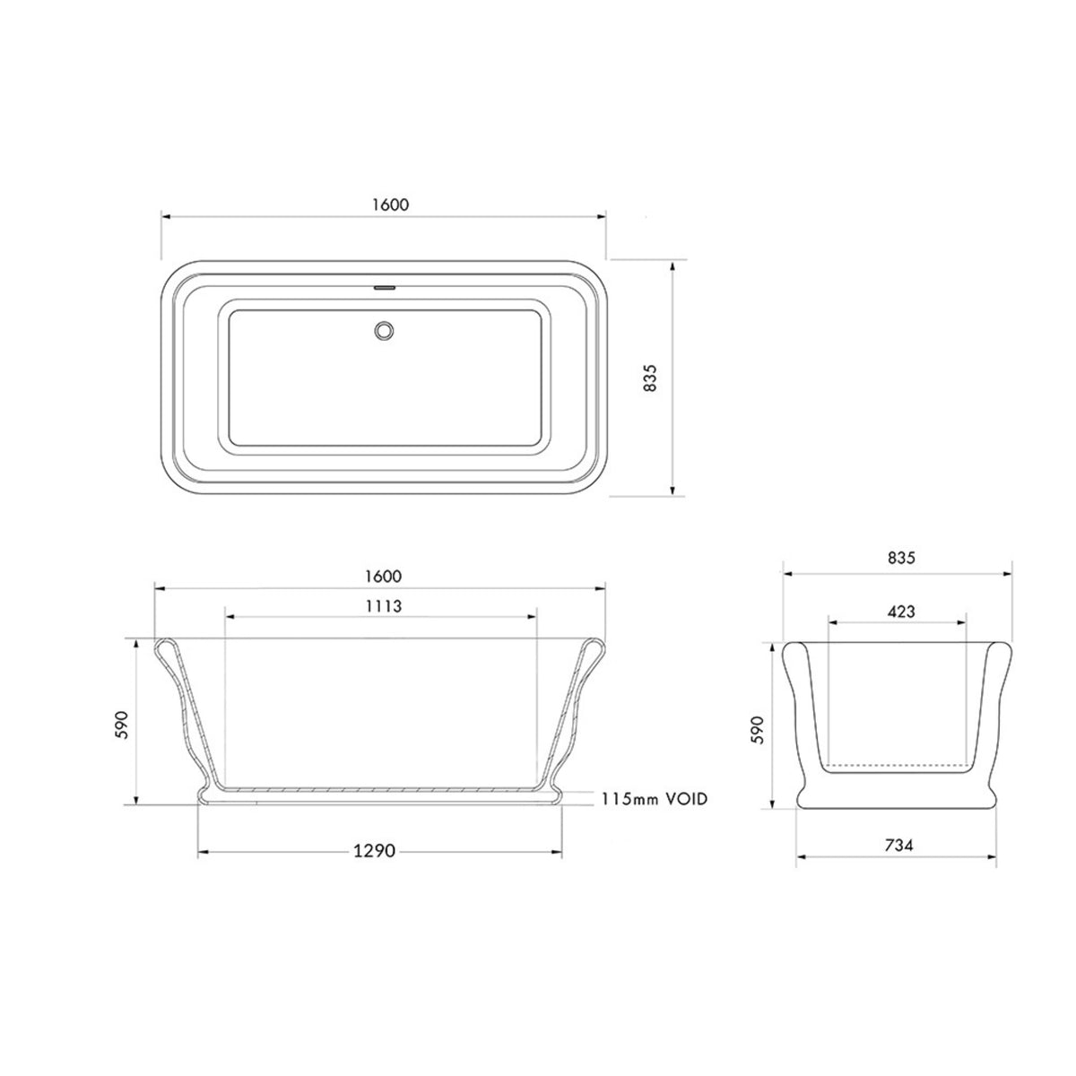 TURNER HASTINGS KIRKHAM TITANCAST FREESTANDING NON OVERFLOW BATHTUB ALICE BLUE (AVAILABLE IN 1600MM AND 1800MM)