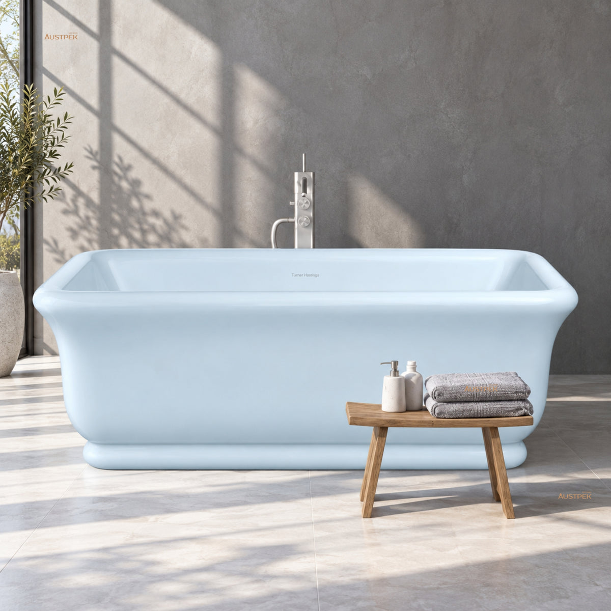 TURNER HASTINGS KIRKHAM TITANCAST FREESTANDING NON OVERFLOW BATHTUB ALICE BLUE 1800MM