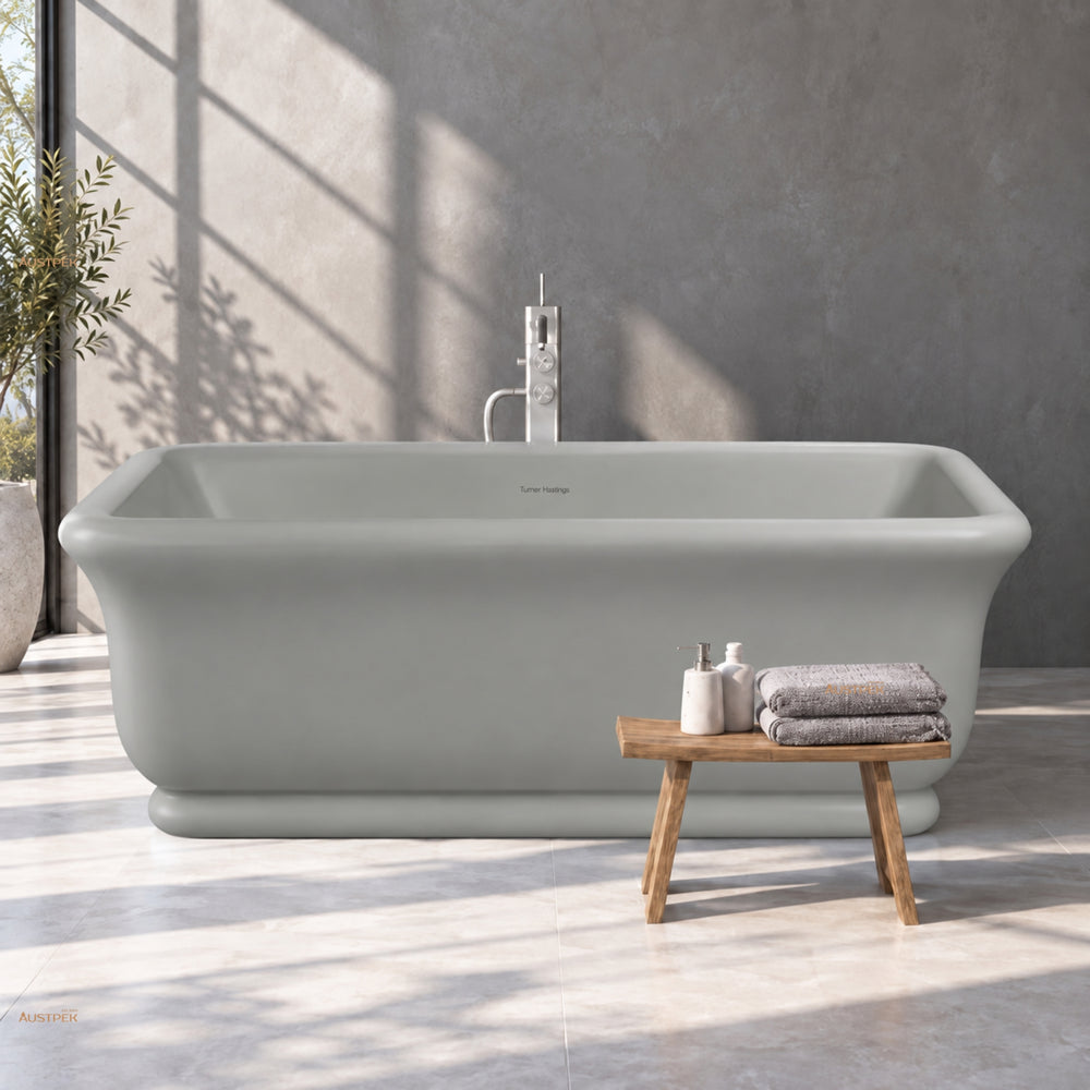 TURNER HASTINGS KIRKHAM TITANCAST FREESTANDING NON OVERFLOW BATHTUB INDUSTRIAL GREY 1800MM
