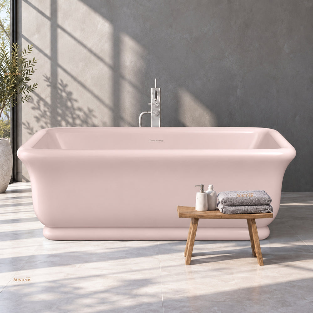 TURNER HASTINGS KIRKHAM TITANCAST FREESTANDING NON OVERFLOW BATHTUB MISTY ROSE 1800MM
