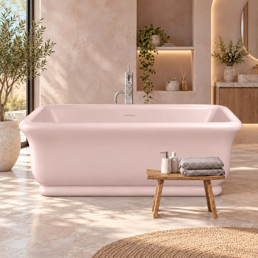 TURNER HASTINGS KIRKHAM TITANCAST FREESTANDING OVERFLOW BATHTUB MISTY ROSE 1800MM