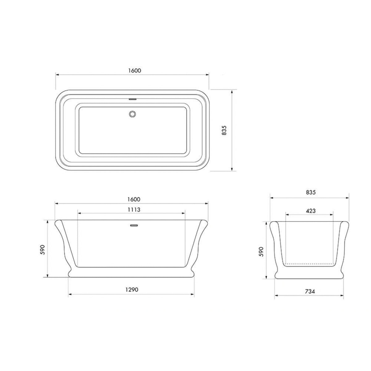 TURNER HASTINGS KIRKHAM TITANCAST FREESTANDING NON OVERFLOW BATHTUB WITH BALL FEET ALICE BLUE (AVAILABLE IN 1600MM AND 1800MM)