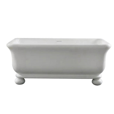 TURNER HASTINGS KIRKHAM TITANCAST SOLID SURFACE FREESTANDING BATHTUB WITH BALL FEET GLOSS WHITE WITH OVERFLOW (AVAILABLE IN 1600MM & 1800MM)