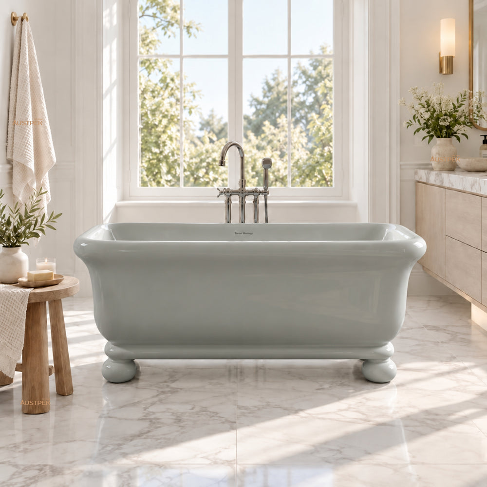 TURNER HASTINGS KIRKHAM TITANCAST FREESTANDING NON OVERFLOW BATHTUB WITH BALL FEET INDUSTRIAL GREY (AVAILABLE IN 1600MM AND 1800MM)