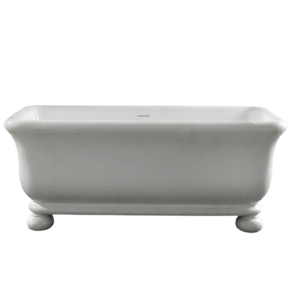 TURNER HASTINGS KIRKHAM TITANCAST SOLID SURFACE FREESTANDING BATHTUB WITH BALL FEET SATIN SILK WHITE (AVAILABLE IN 1600MM & 1800MM)