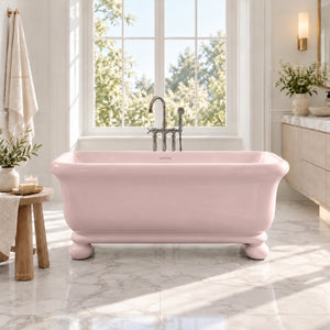 TURNER HASTINGS KIRKHAM TITANCAST FREESTANDING NON OVERFLOW BATHTUB WITH BALL FEET MISTY ROSE (AVAILABLE IN 1600MM AND 1800MM)