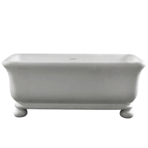 TURNER HASTINGS KIRKHAM TITANCAST SOLID SURFACE FREESTANDING BATHTUB WITH BALL FEET SATIN SILK WHITE WITH OVERFLOW (AVAILABLE IN 1600MM & 1800MM)
