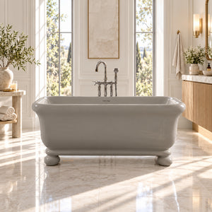 TURNER HASTINGS KIRKHAM TITANCAST FREESTANDING OVERFLOW BATHTUB WITH BALL FEET LIGHT FAWN (AVAILABLE IN 1600MM AND 1800MM)