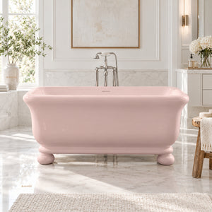 TURNER HASTINGS KIRKHAM TITANCAST FREESTANDING OVERFLOW BATHTUB WITH BALL FEET MISTY ROSE (AVAILABLE IN 1600MM AND 1800MM)
