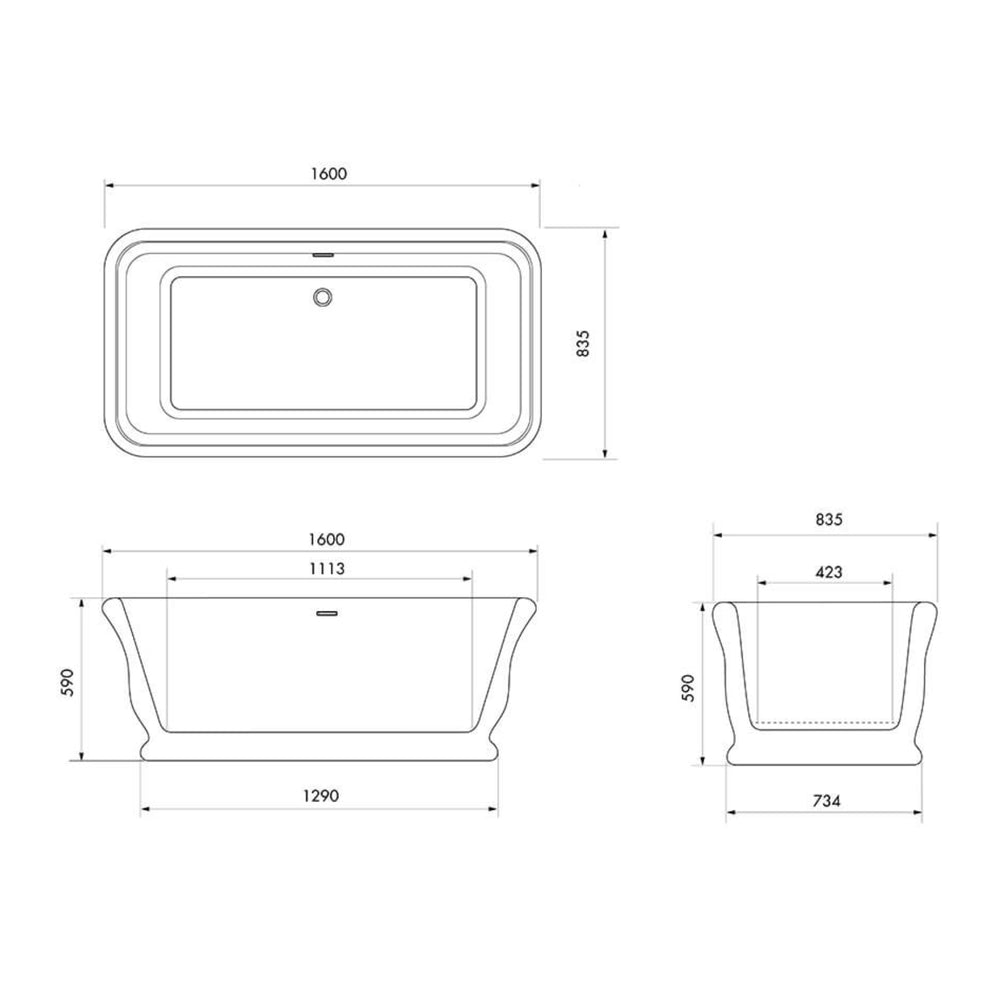 TURNER HASTINGS KIRKHAM TITANCAST SOLID SURFACE FREESTANDING BATHTUB WITH BALL FEET SPECIAL FINISH WITH OVERFLOW (AVAILABLE IN 1600MM & 1800MM)