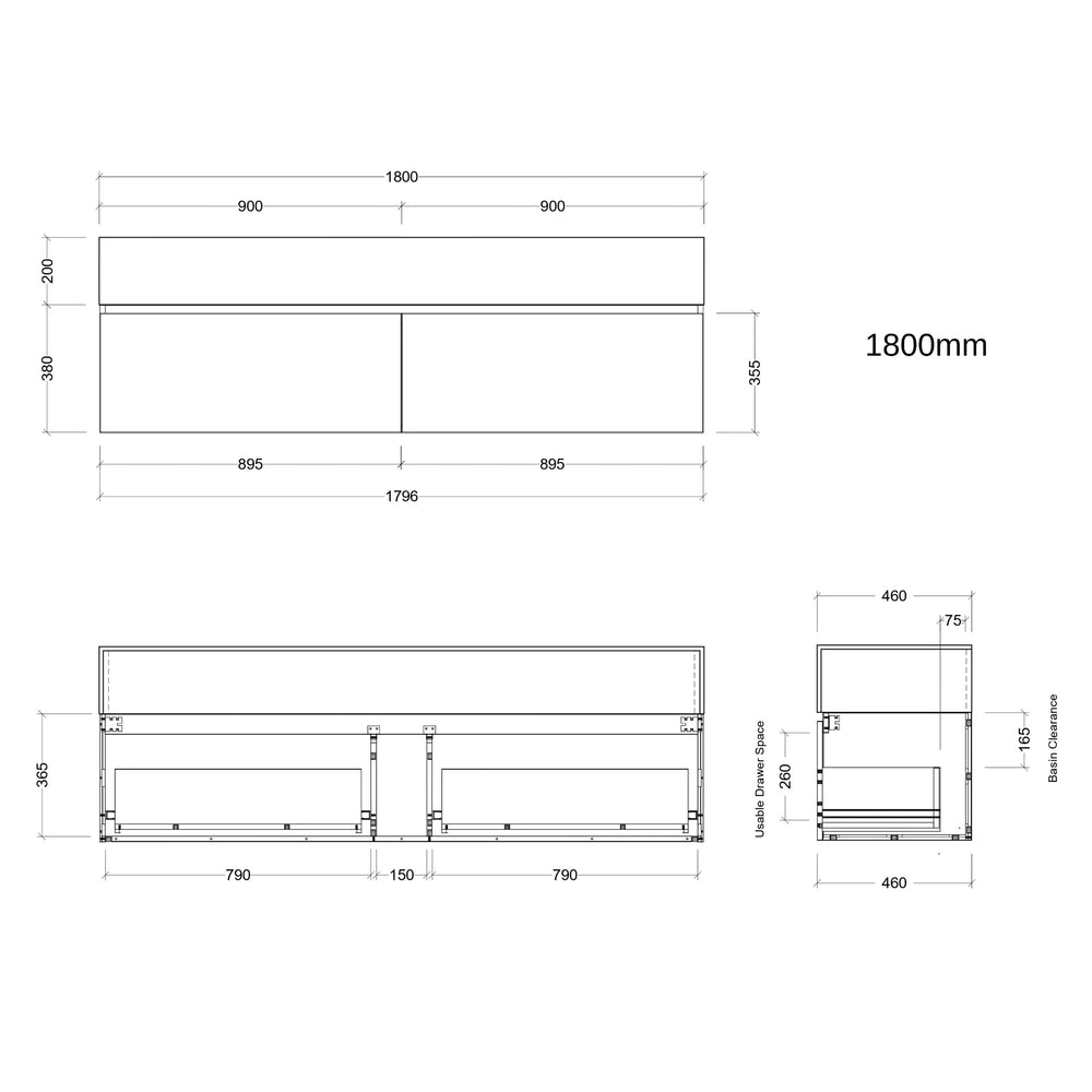 TIMBERLINE KINGSLEY CUSTOM WALL HUNG VANITY (ALL SIZING)